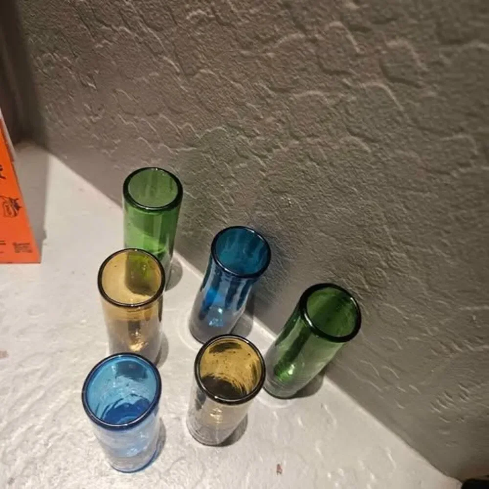 Set of 6 Handblown Mexican Shot Glasses - Picture 4 of 4